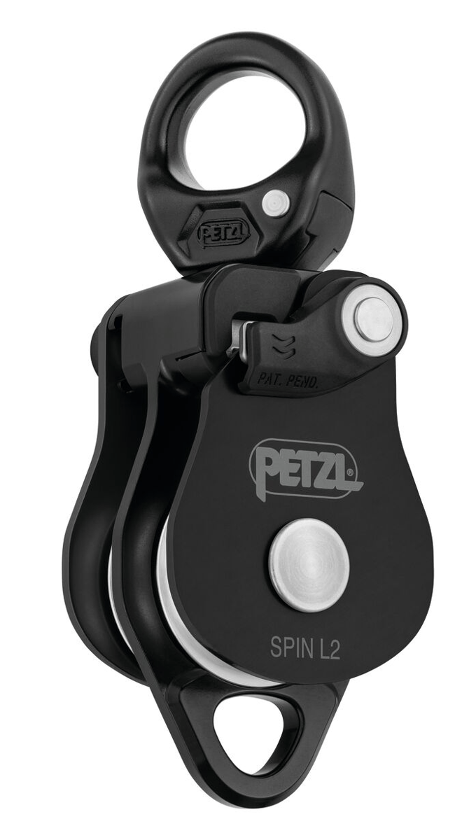 Petzl Spin L2 Black – Dubbele Katrol met Draaibaar Oog 13 mm & 8 KN