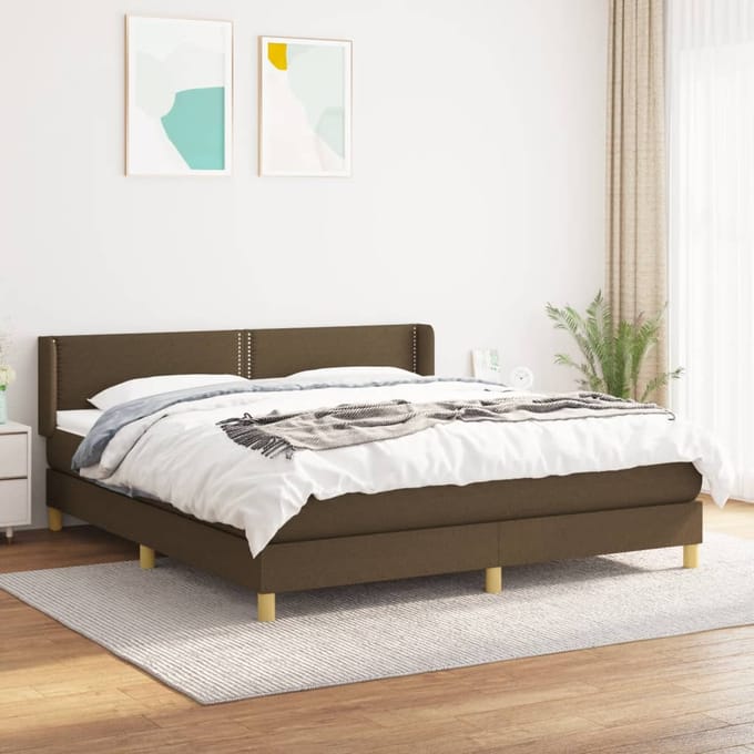 vidaXL - Boxspring - met - matras - stof - donkerbruin - 180x200 - cm