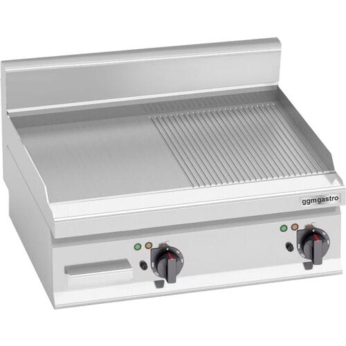 GGM Gastro Elektro Bratplatte - 8 kW - Glatt & Gerillt Zilver