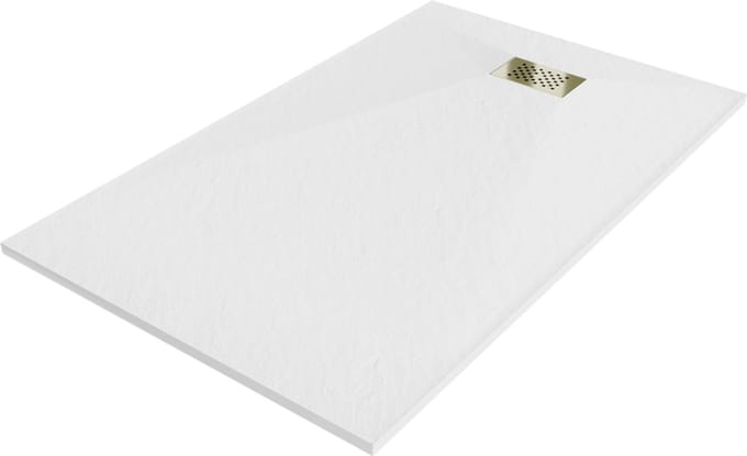 Mexen Hugo rechthoekige douchebak SMC 140 x 80 , wit, afdekplaat goud - 42108014-G
