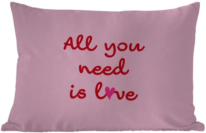Buitenkussens - Tuin - Tekst - Roze - Love - Hart - 50x30 cm