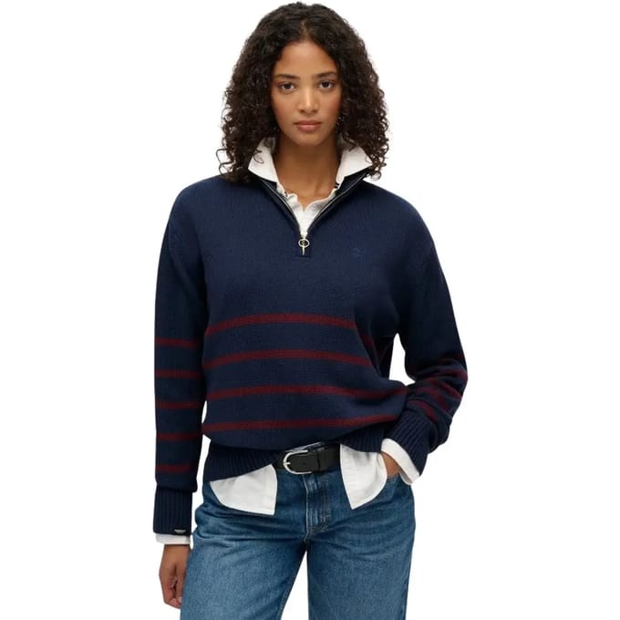 Superdry - Gebreide trui met halve rits - Dames - Sweaters