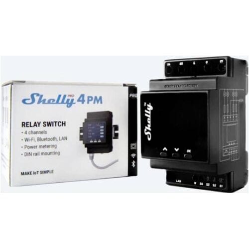Shelly Pro 4PM 4voudige DIN-rail schakelaar met stroommeting