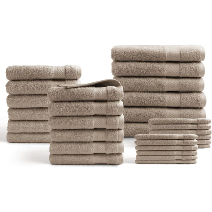 DoubleDry Handdoeken 30-delig set - Hotel kwaliteit 500 g/m2 - Beige Taupe