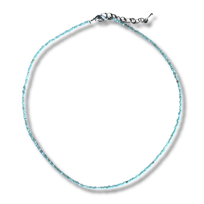 Collier - ketting - Natuursteen amazoniet - 40cm lang - 2 mm dik