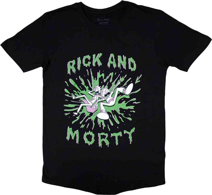 Rick And Morty - Green Splat Heren T-shirt - S - Zwart