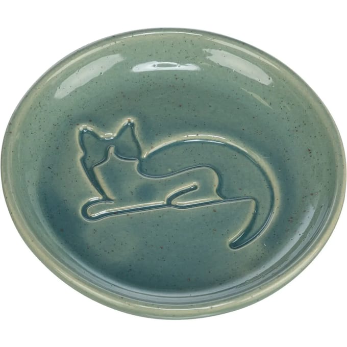 Trixie Voerbak Kat - Keramiek Blauw 14,5cm - Katrelief, 150ml