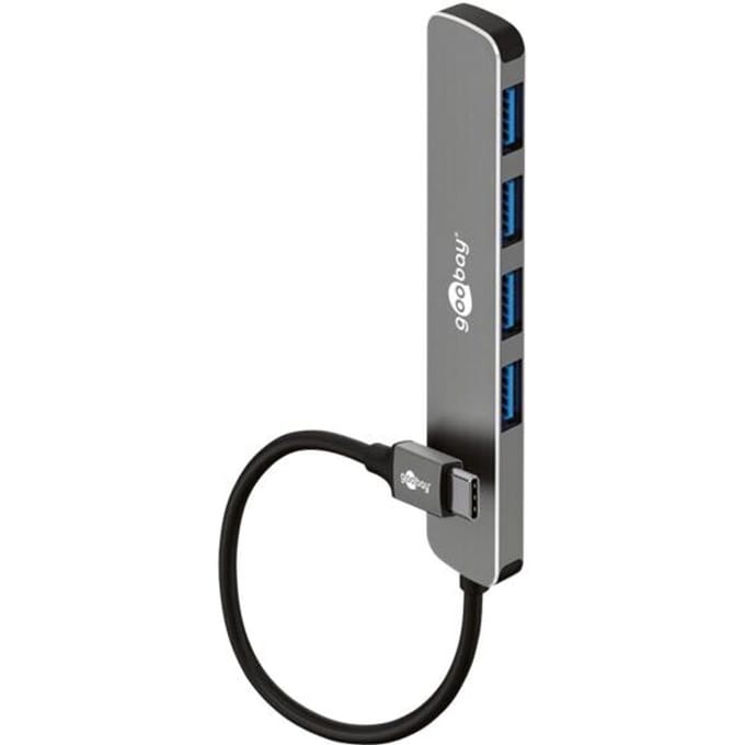 Goobay USB hub (USB-C) | 4x USB-A | USB3.0 5 Gbps | aluminium | 0,10 meter