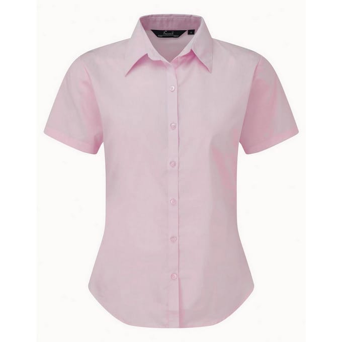Premier Popeline blouse met korte mouwen / Gewoon werkoverhemd (Roze)