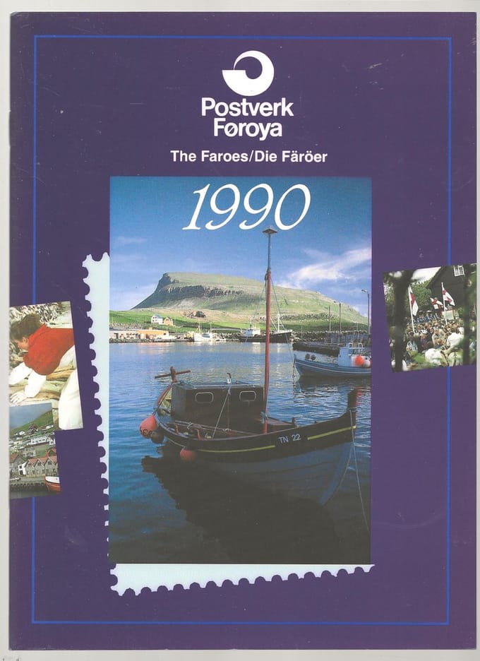 FOTOBOEK MET POSTZEGELS FARÖER EILANDEN 1990