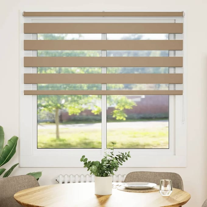 vidaXL - Zebra - Blind - 150x150 - cm - stofbreedte - 145,9 - cm - polyester - zandbruin