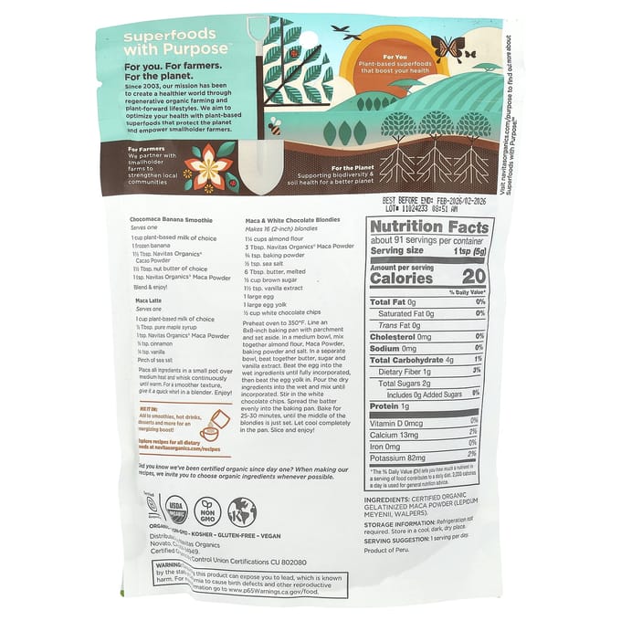 Navitas Organics, Biologisch Macapoeder, 16 oz (454 gr)
