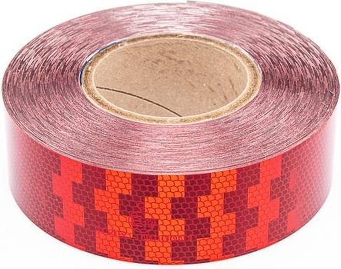 Reflecterende tape voor harde ondergrond - rood - per meter