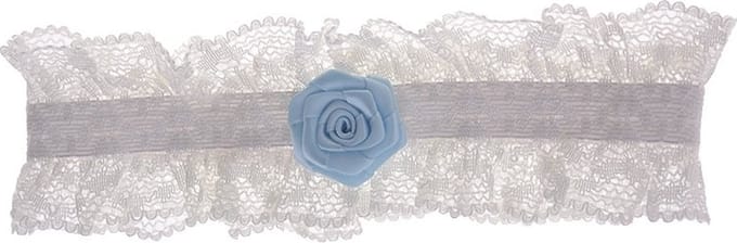 Kousenband XXL - ivoor met blauwe bloem