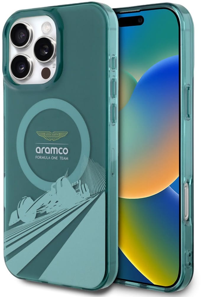 Aston Martin Back cover - iPhone 16 Pro - Groen - Schokabsorberend TPU - MagSafe