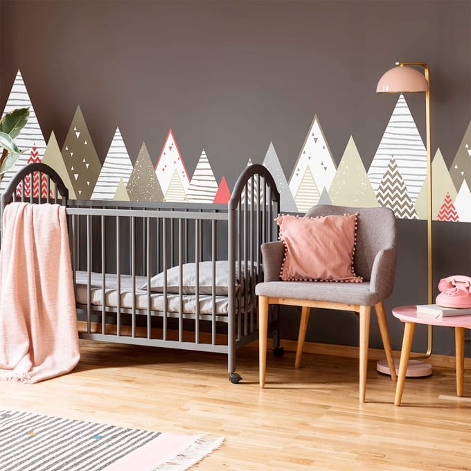 Kinderstickers van Scandinavische bergen van Ervika, 90 x 155 cm