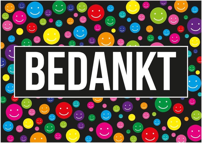 Bellatio Decorations Bedankt ansichtkaart - A5 formaat - stevig papier - glanzende voorkant - matte achterkant