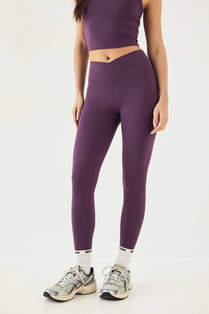 Dames DSGN Studio Ultra Sculpt Wrap Taille Legging | Aubergine | Maat: XL