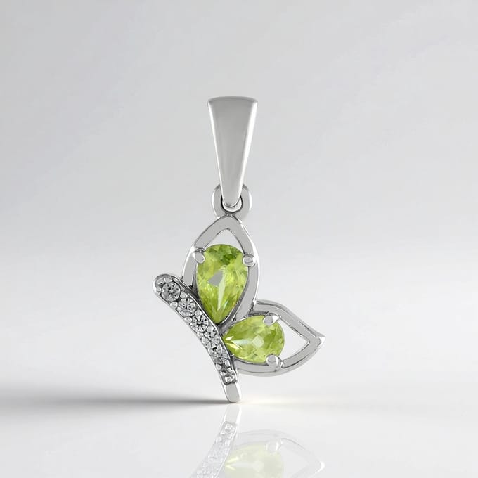 Sphene zilveren vlinder hanger, Madagaskar