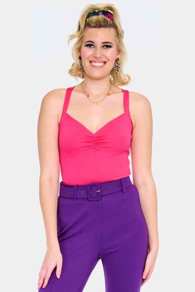 Voodoo Vixen - Cross Back Knitted Mouwloze top - S - Roze