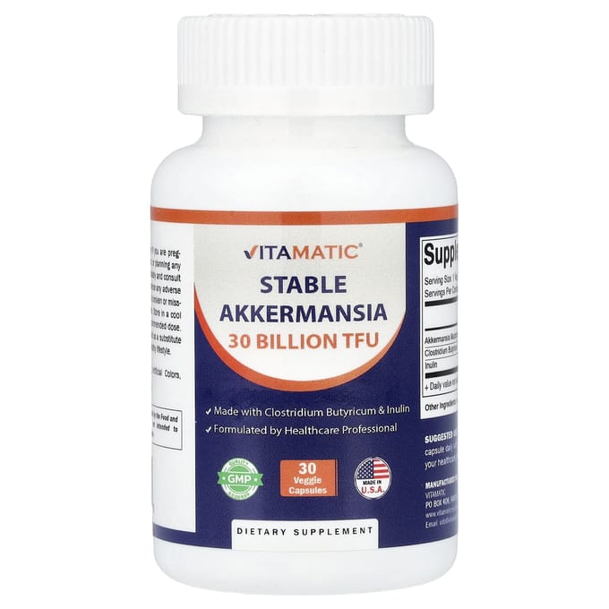 Vitamatic, Akkermansia Stabilisée, 30 Capsules Végétales