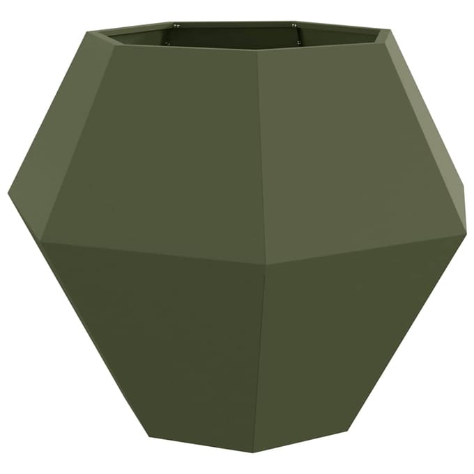 vidaXL Plantenbak Olijfgroen 100 x 100 x 80 cm Staal