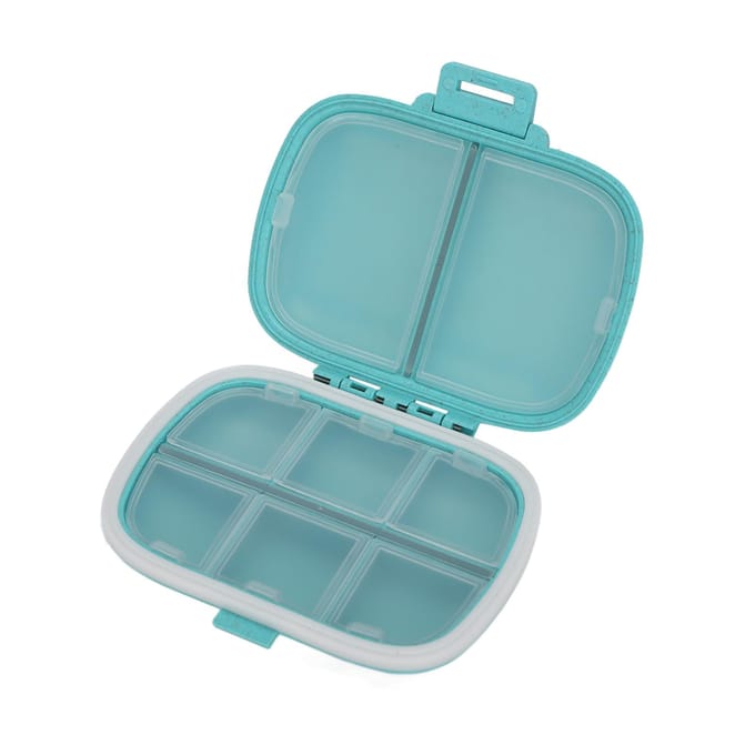 Reis Pillendoosje Draagbaar 8 Compartimenten Medicijn Organizer Klein Dagelijks Pillen Vitamine Container blue