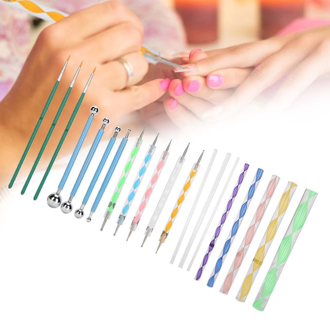 20 stuks Dotting Tool DIY Ball Stylus Acryl Staven Dubbelzijdige Dotting Tools Nagelborstel white