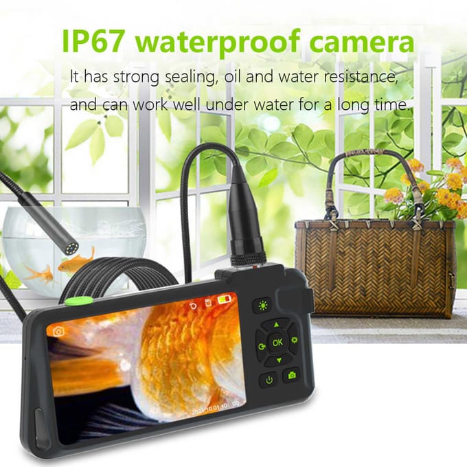 Industriële endoscoop met 4,5-inch IPS-kleurendisplay 1080P Foto's Video's Snake-camera met 8 LED's Type 2 & 1M zwart