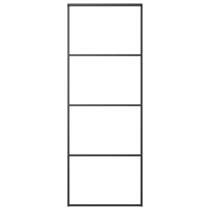 vidaXL - Schuifdeur - 76x205 - cm - mat - ESG-glas - en - aluminium - zwart