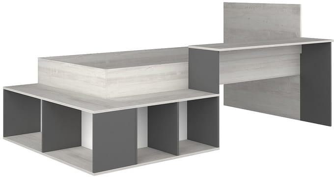Vente-unique Combinatiebed hout antracietgrijs, natuurlijk licht 90 x 200 cm