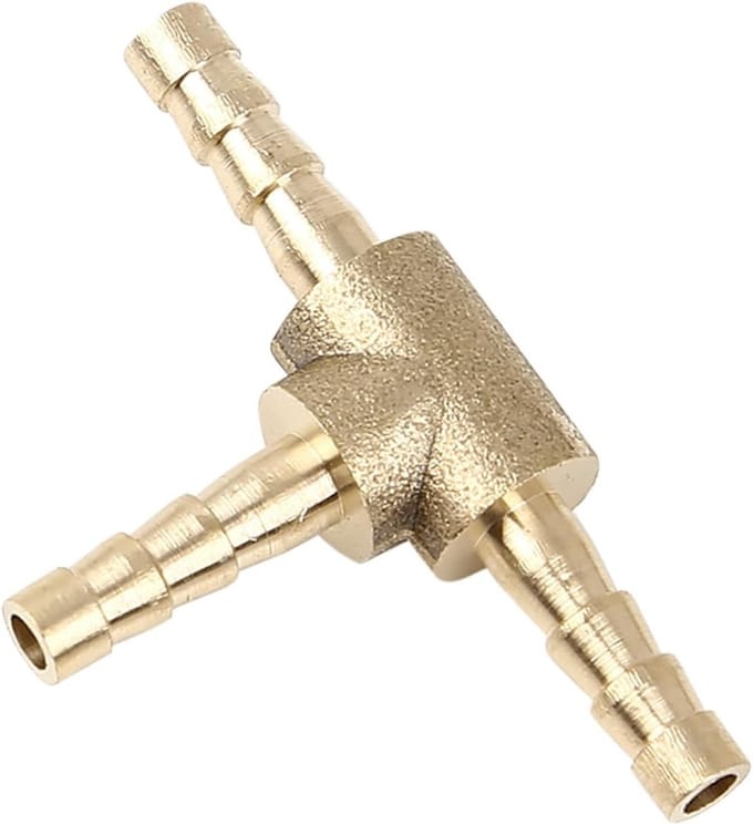 3-Weg T Connector voor Barb Slangen - 4mm Koppeling voor Auto - Messing Slangverbinder