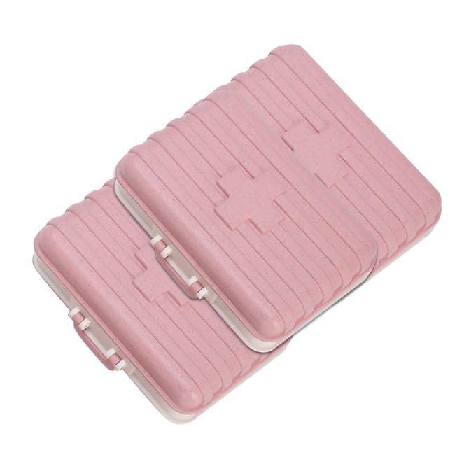 3pcs Organisateur de Pilules 6 Compartiments Portable Forme Valise Étui à Médicaments Rangement Médicaments de Voyage bleu clair