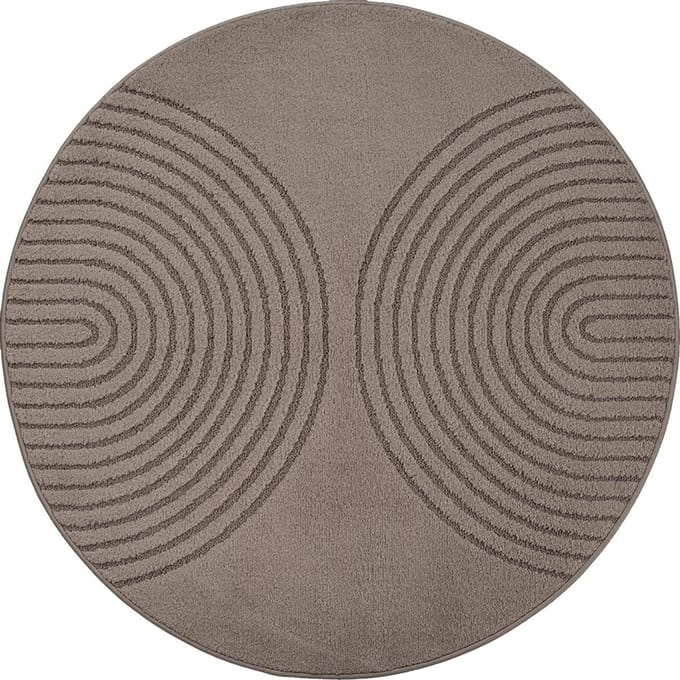 Karpet24 Eclipse – Modern laagpolig vloerkleed, geometrisch patroon in bruin-Ø 120 cm