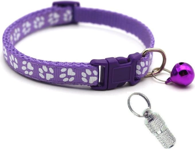 Verstelbare kat halsband met adreskoker paars