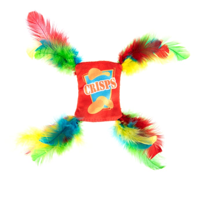Kattenspeelgoed Crinkle Crisps met veren - 1 Stuks