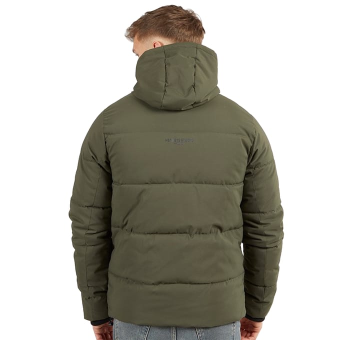 Henleys Heren Systeem Ski Puffer Jacket (Khaki Groen)