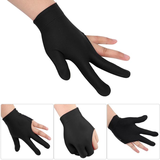 Unisex Snooker Biljart Keu Handschoen Pool Linkshand Open Drie Vinger Handschoenen(zwart) beige