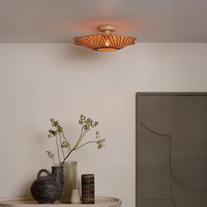 GOOD & MOJO plafondlamp Madura, Ø 44 cm, bruin, bamboe E27