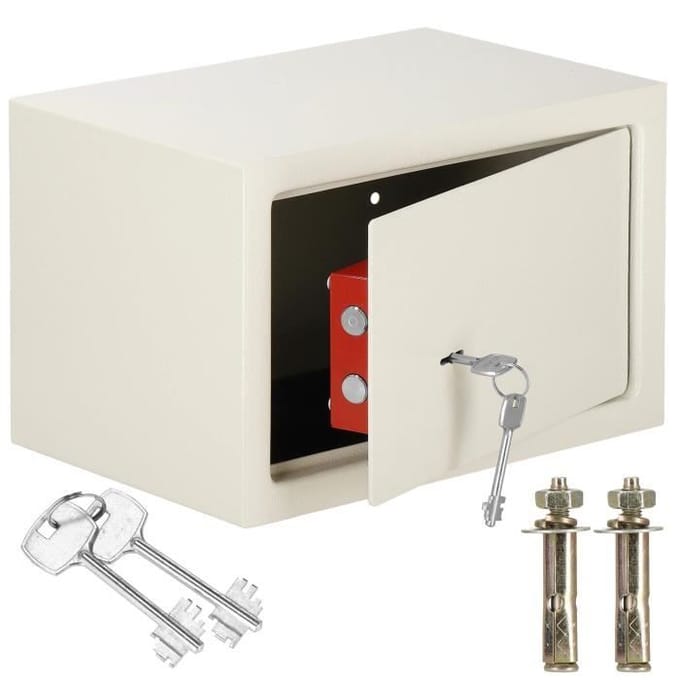Springos Kluis - Sleutelkluis - Kluisje met Sleutel - 31 x 20 x 20 cm - Beige