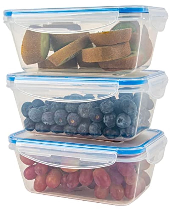 Omgoods - Set van 3 Plastic Voedselcontainers met Deksel 1000ml
