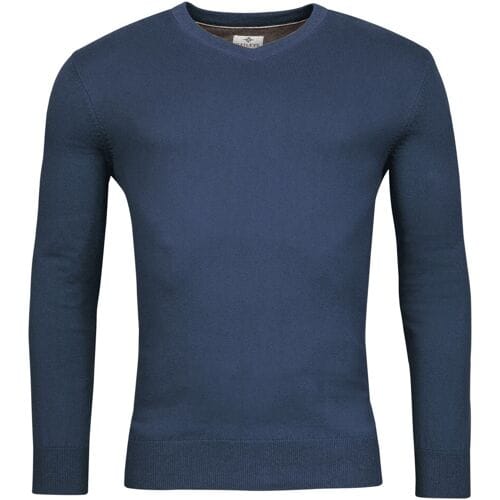 Baileys Trui V-Neck Cotton Cashmere Single Knit Deep Denim Blue / male
