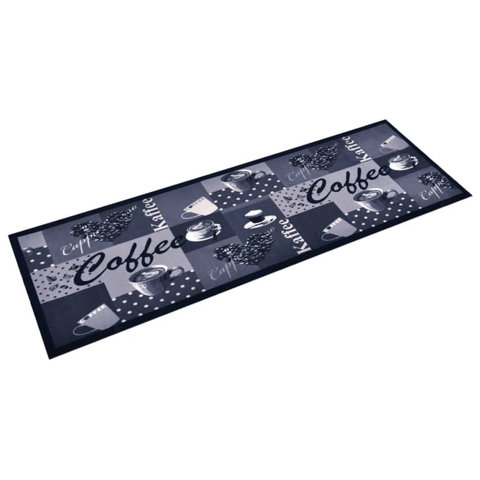 vidaXL - Keukenmat - wasbaar - Coffee - 45x150 - cm - blauw