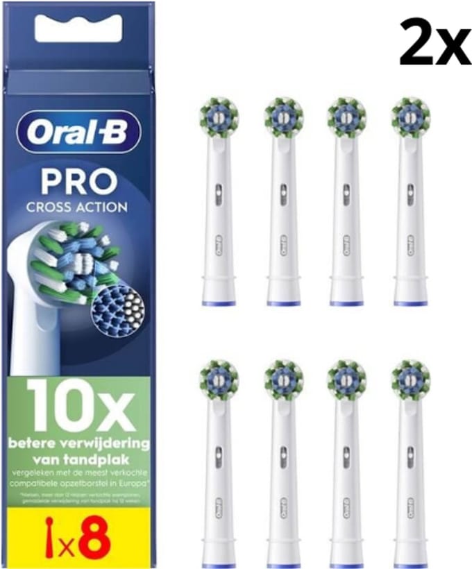 Oral B PRO Cross Action Opzetborstels Wit - 2 x 8 stuks