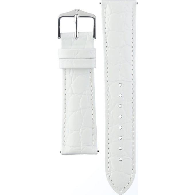 Hirsh Horlogeband -  Crocograin Wit - Leer - 20mm