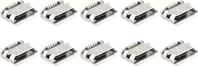 10 Stuks Micro USB Type B Bushing, 180 Graden 5 Pin SMD SMT Soldeerconnector voor Smartphones en Tablets