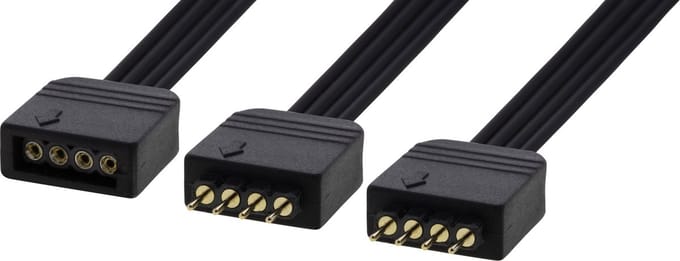 DELTACO GAMING GAM-059 LED Strip 2-wegs splitterkabel, passief, 4-pins, 0,15 m, zwart