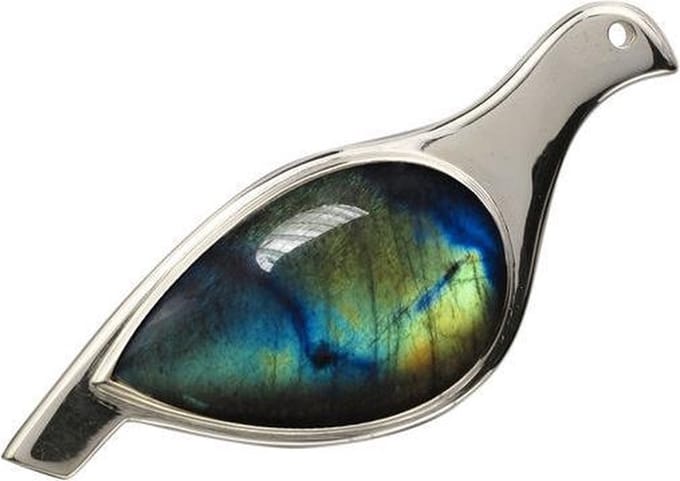 AuBor ®. Broche. Zilver. De sneeuwhoen met labradoriet.