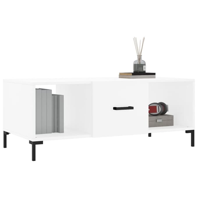 vidaXL - Salontafel - 102x50x40 - cm - bewerkt - hout - wit