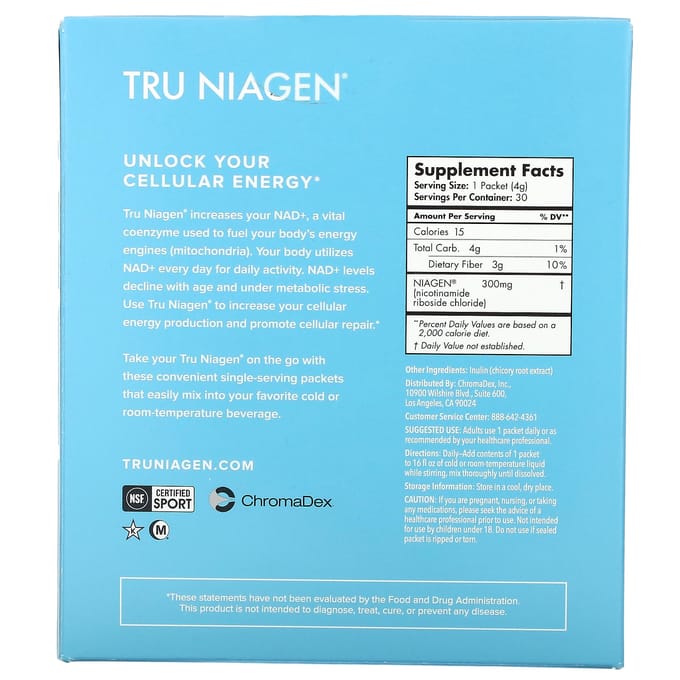 Niacinamide Riboside, Nad+ Boost, Zonder smaak, 30 zakjes, 4G (0.14Oz) Elk